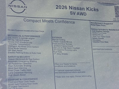 2026 Nissan Kicks SV