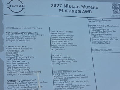 2027 Nissan Murano Platinum