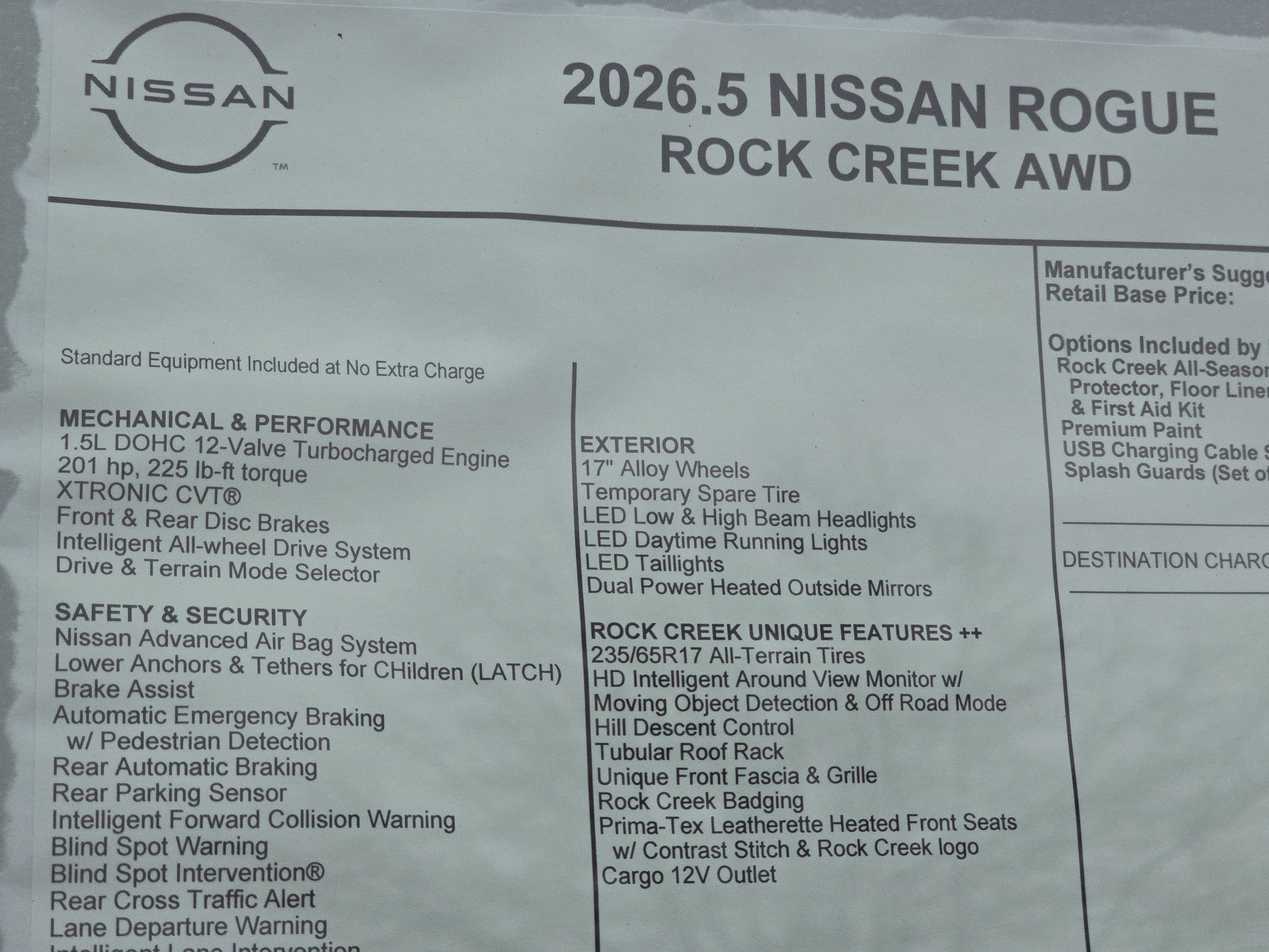 2026 Nissan Rogue Rock Creek