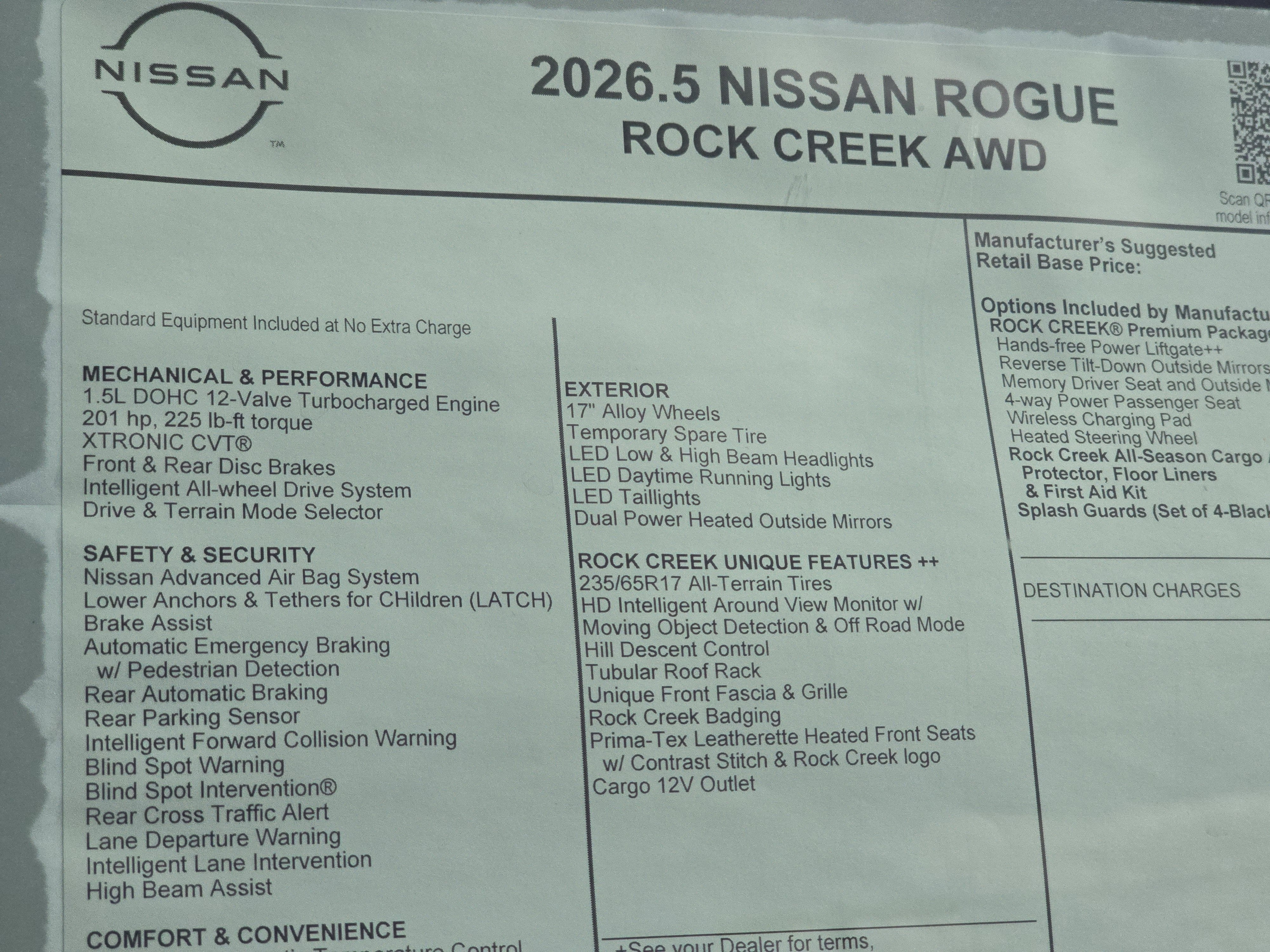 2026 Nissan Rogue Rock Creek