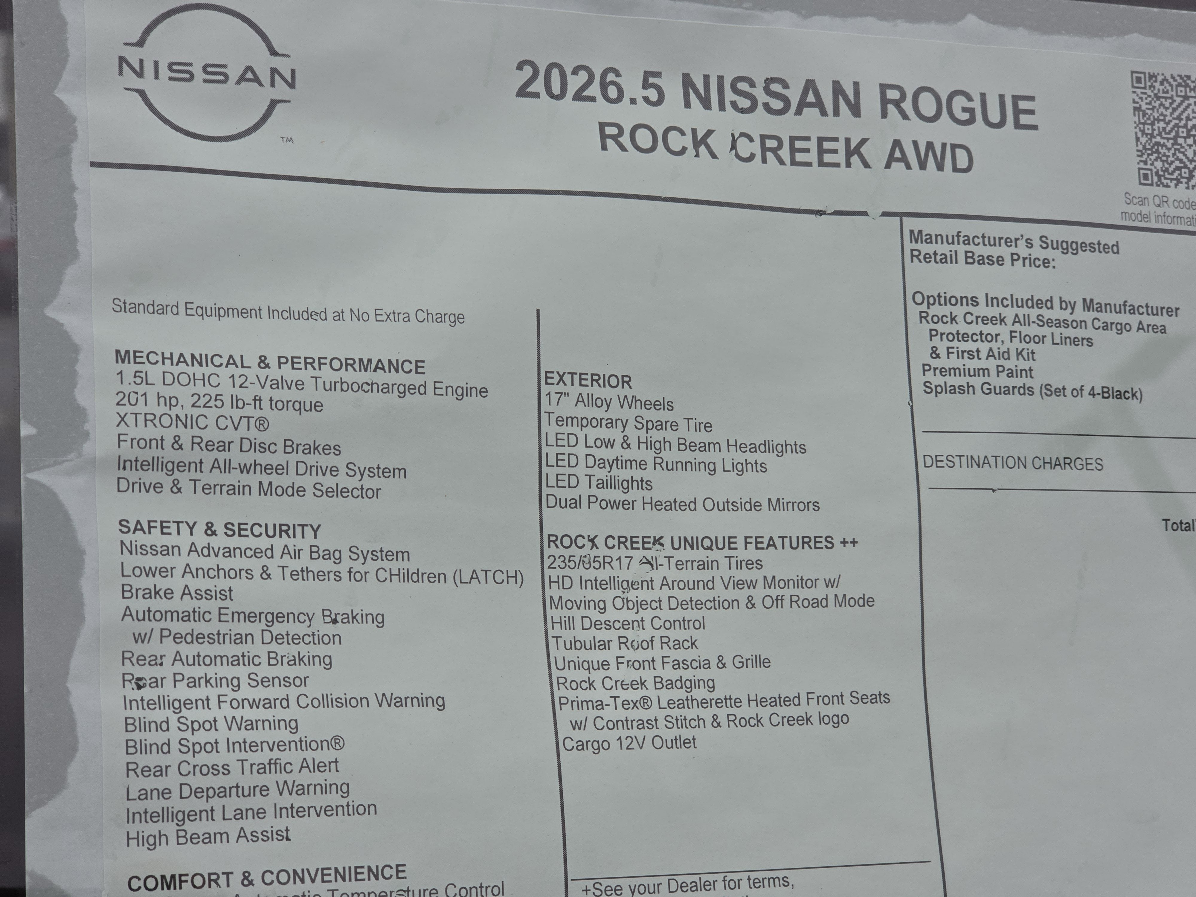 2026 Nissan Rogue Rock Creek