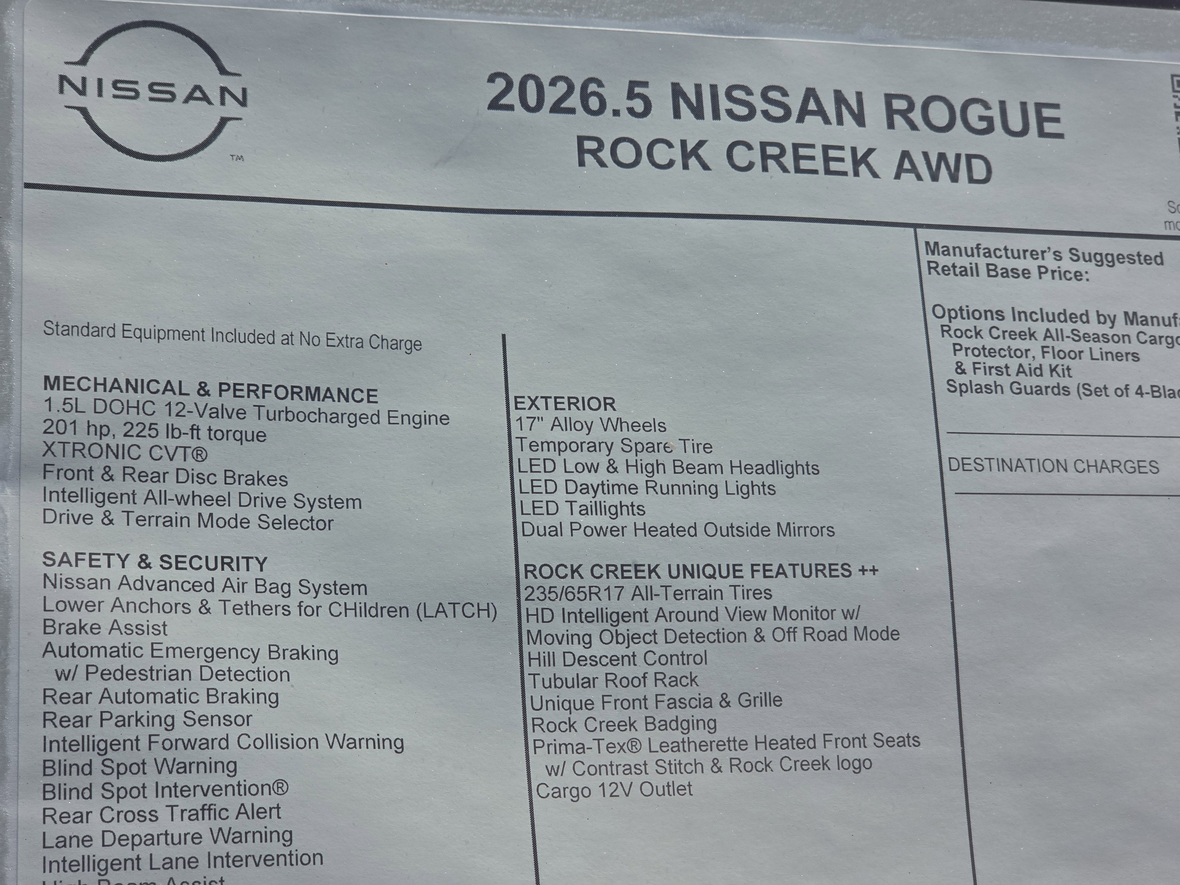 2026 Nissan Rogue Rock Creek