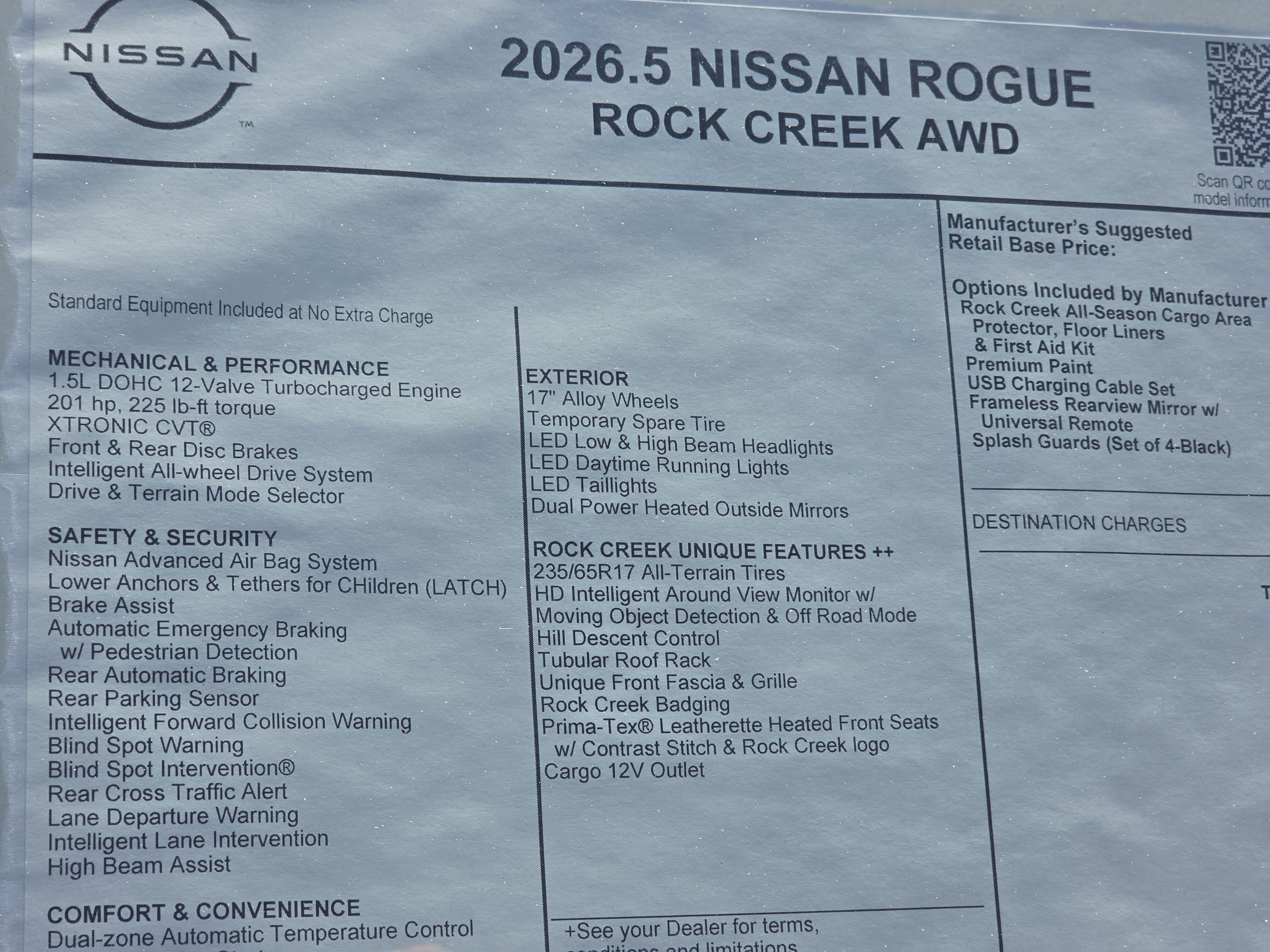 2026 Nissan Rogue Rock Creek
