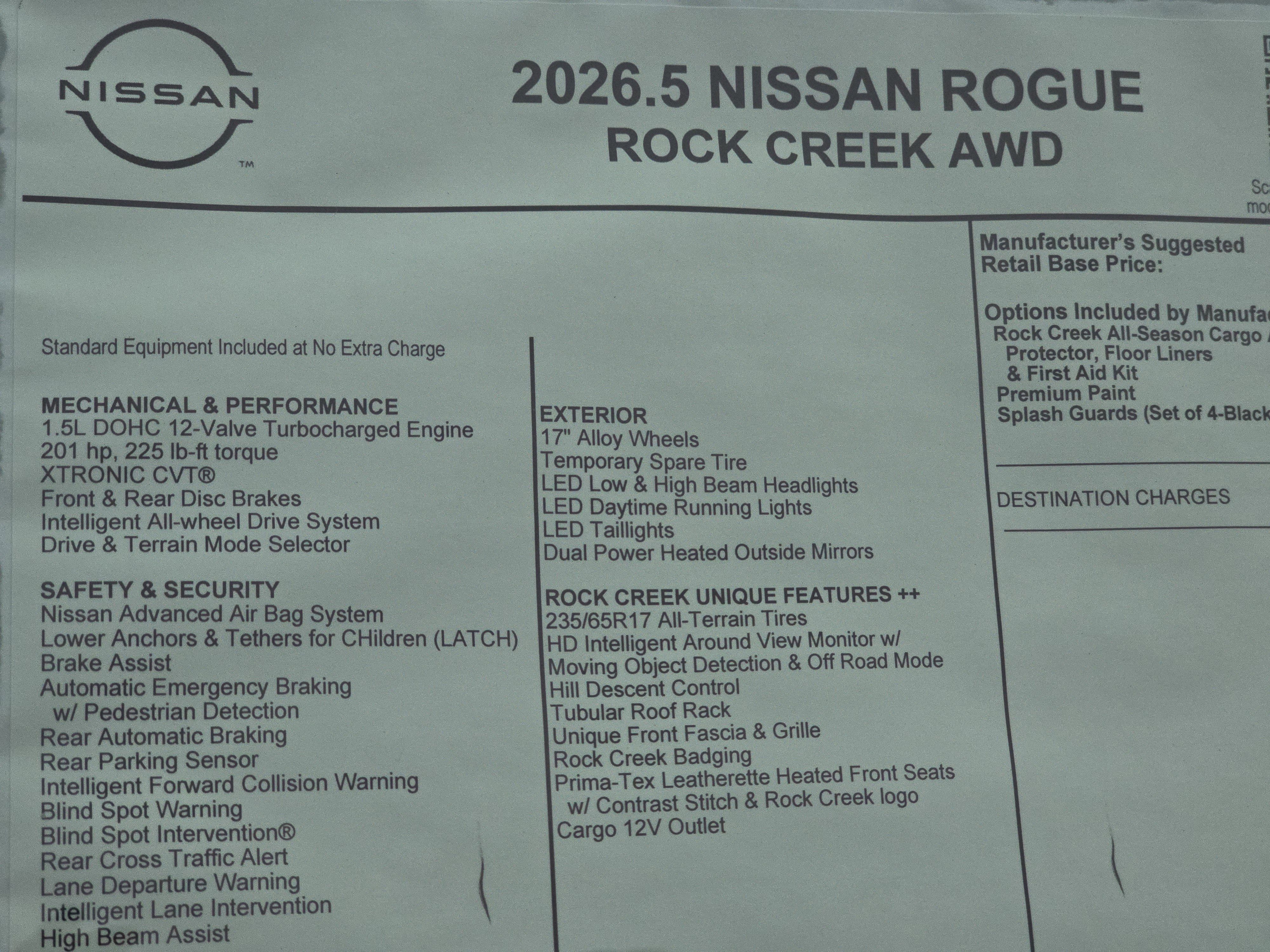 2026 Nissan Rogue Rock Creek
