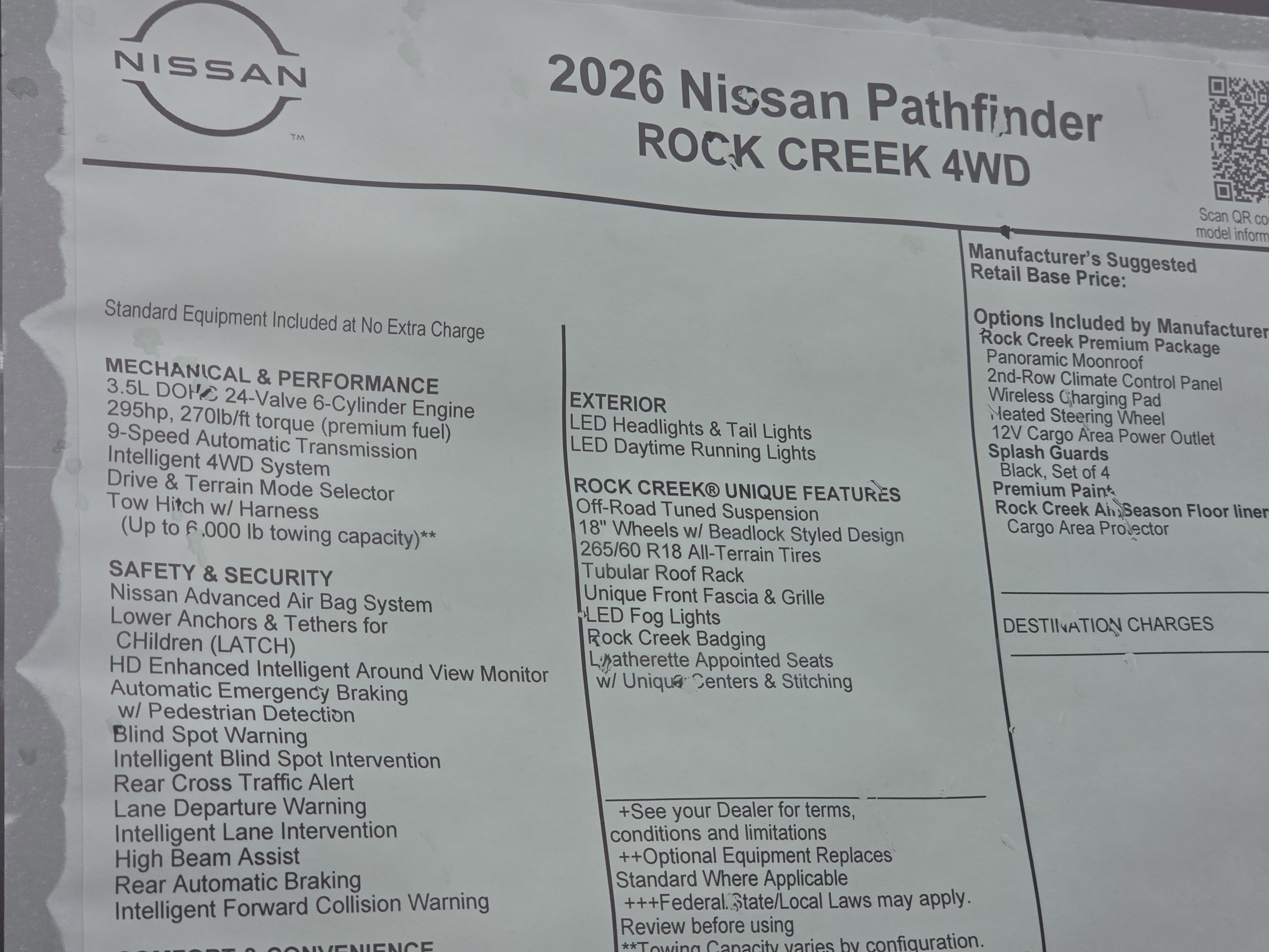 2026 Nissan Pathfinder Rock Creek