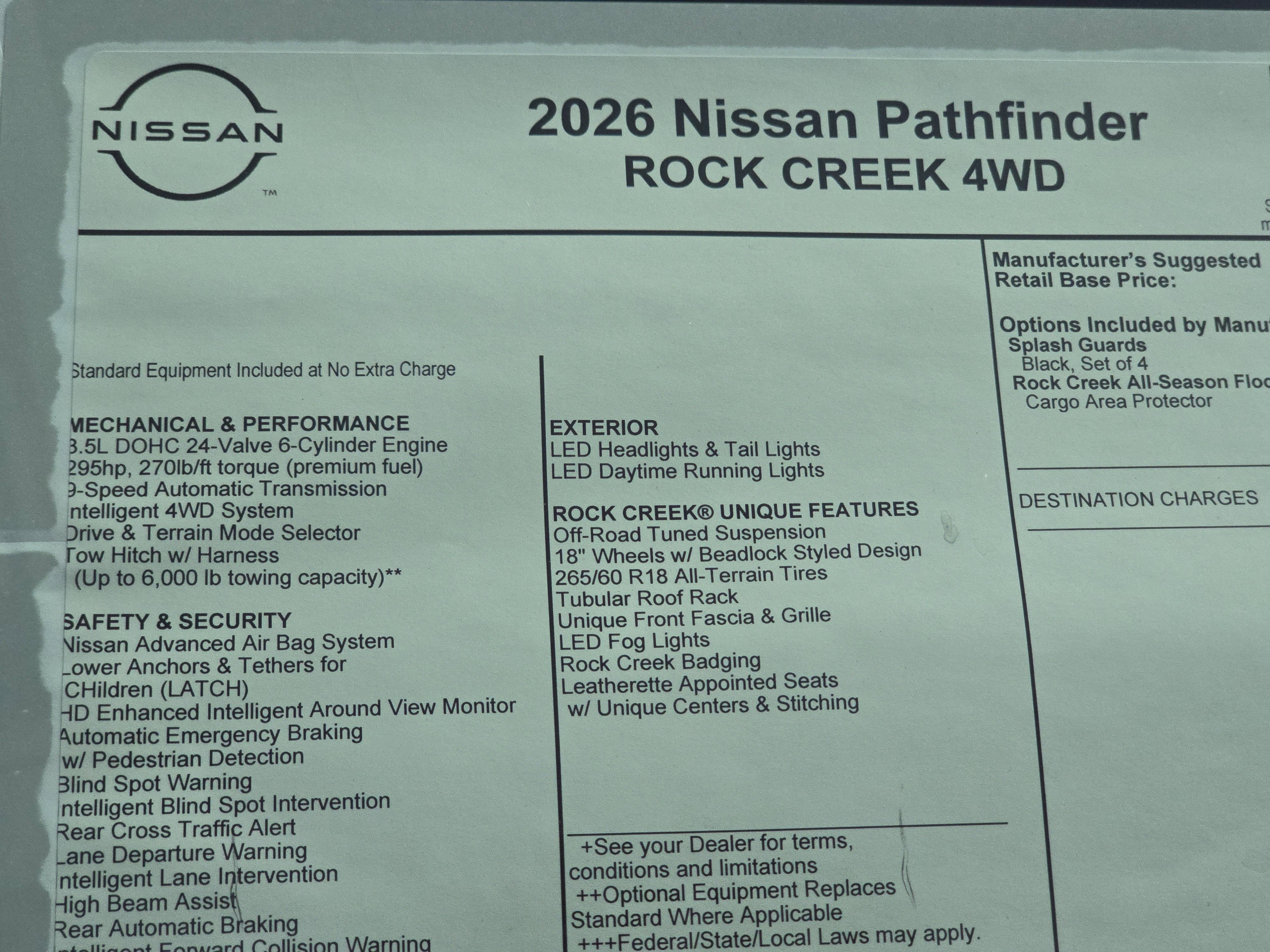 2026 Nissan Pathfinder Rock Creek