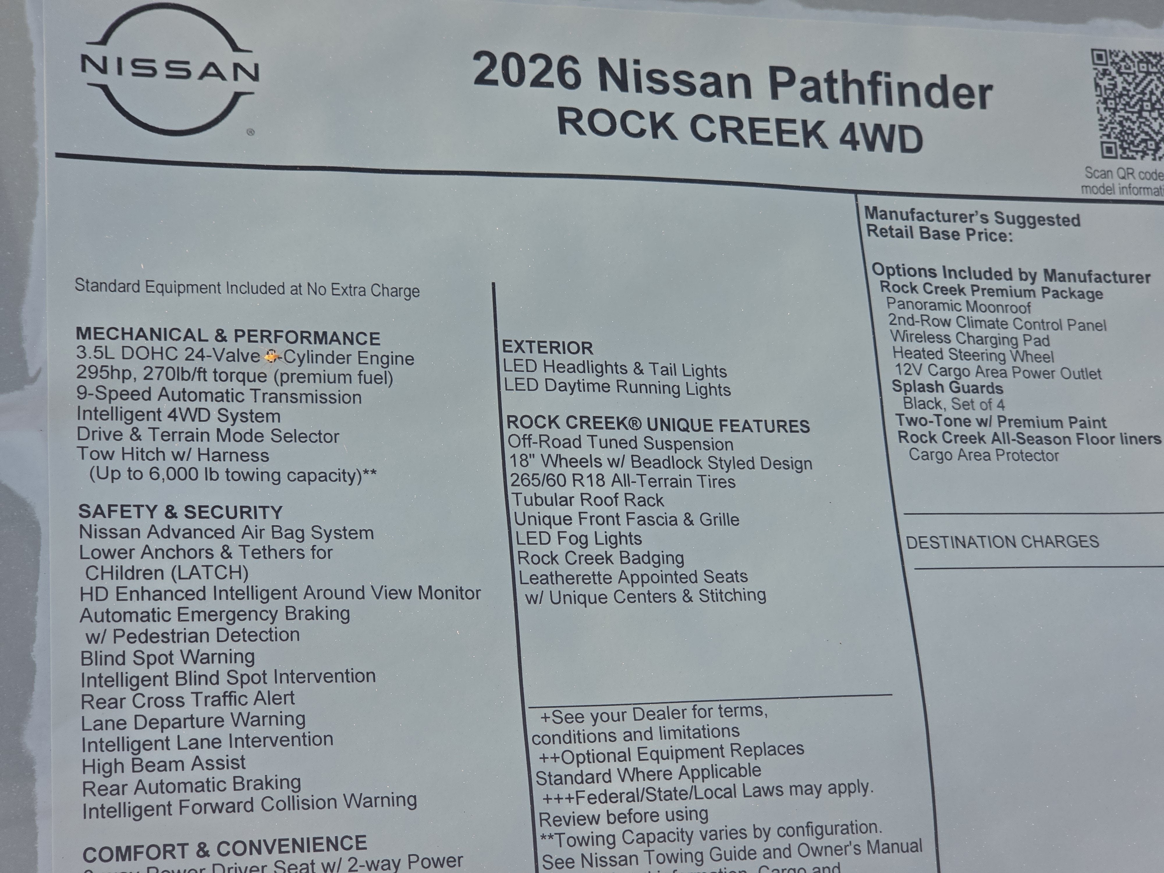 2026 Nissan Pathfinder Rock Creek