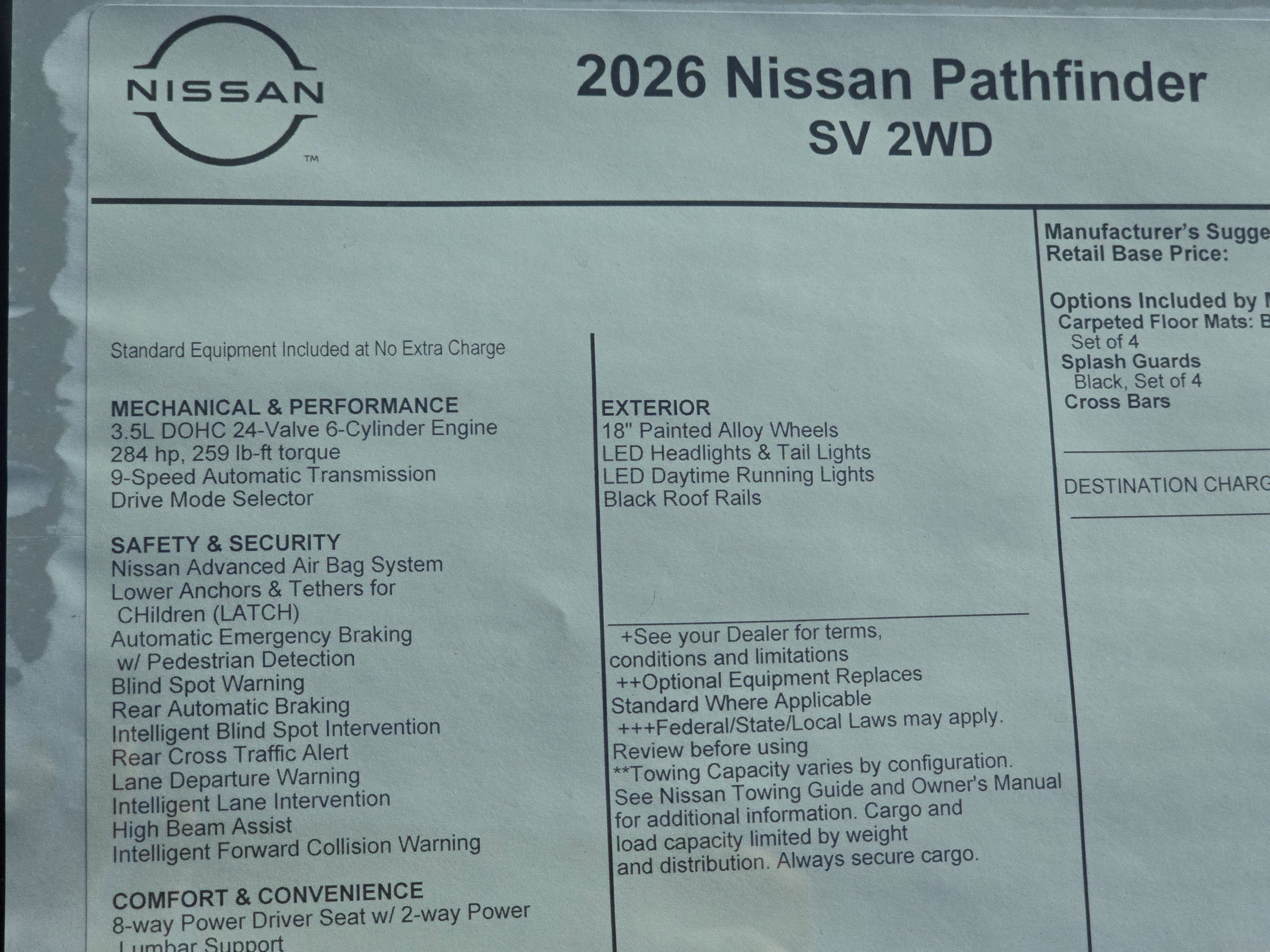 2026 Nissan Pathfinder SV