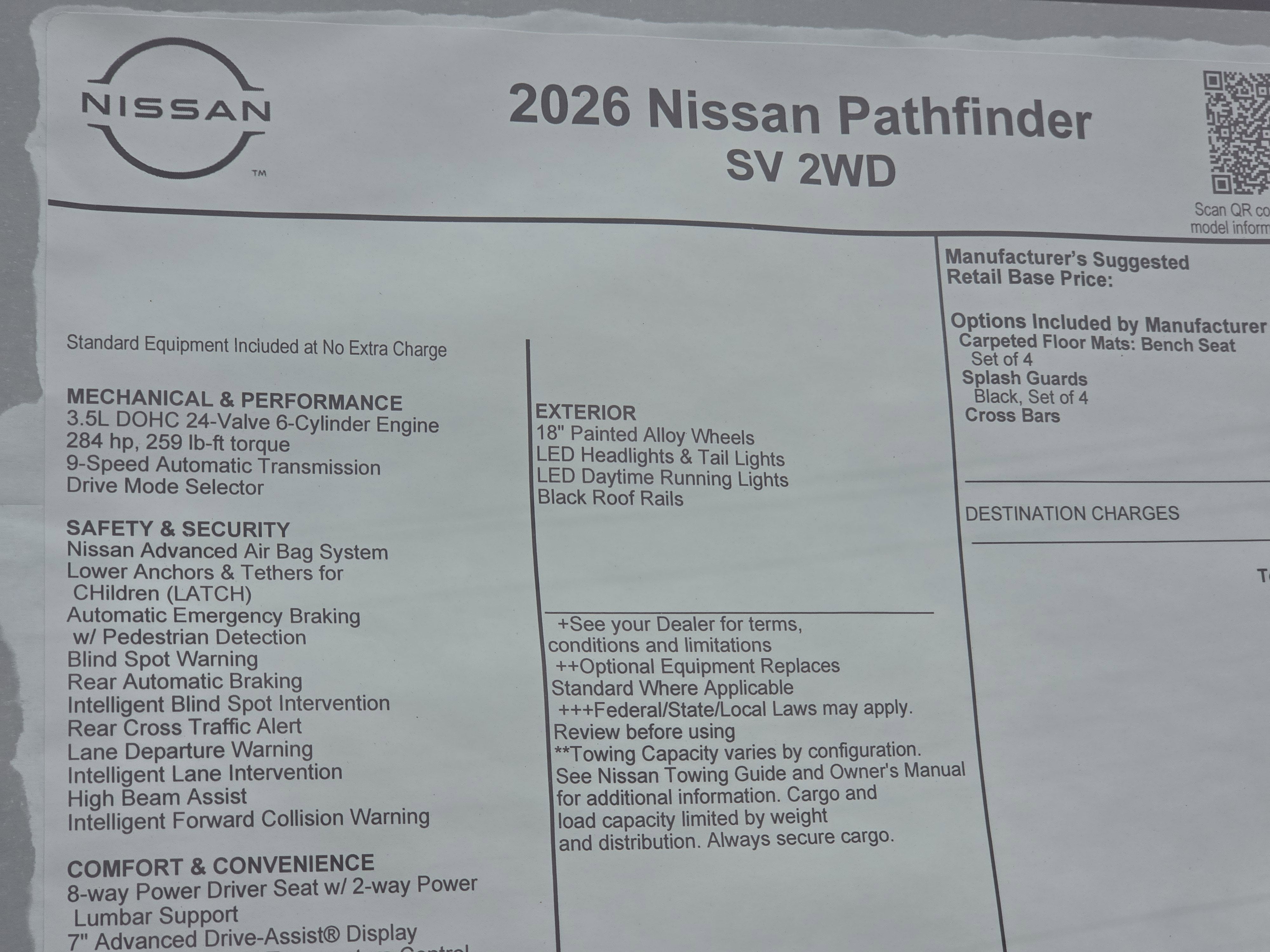 2026 Nissan Pathfinder SV