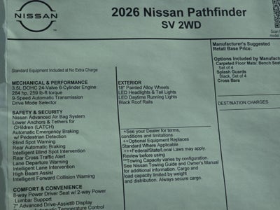 2026 Nissan Pathfinder SV