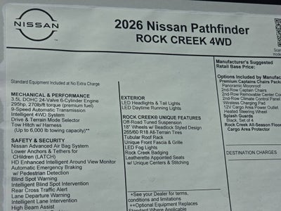 2026 Nissan Pathfinder Rock Creek