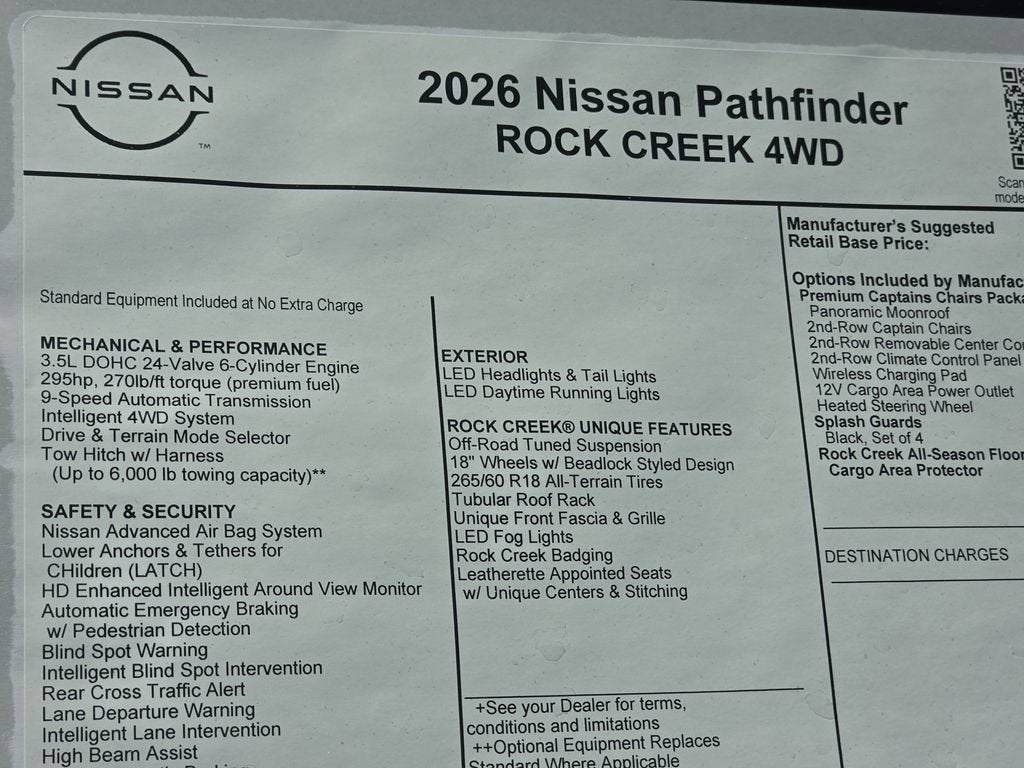 2026 Nissan Pathfinder Rock Creek