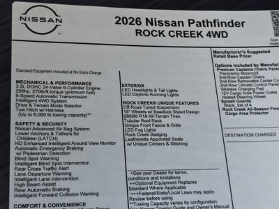 2026 Nissan Pathfinder Rock Creek