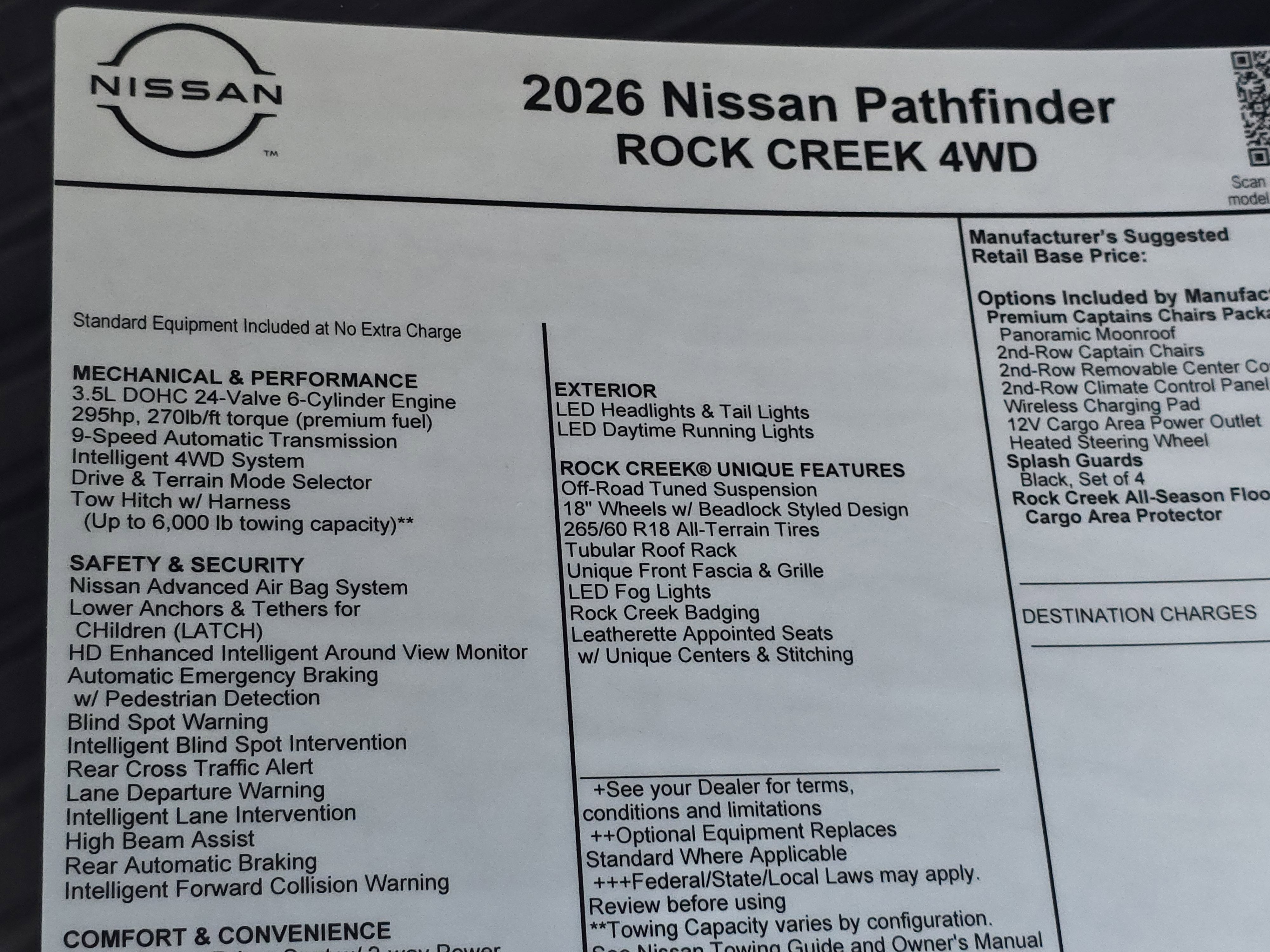 2026 Nissan Pathfinder Rock Creek