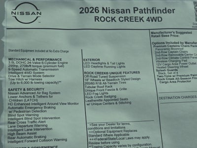 2026 Nissan Pathfinder Rock Creek
