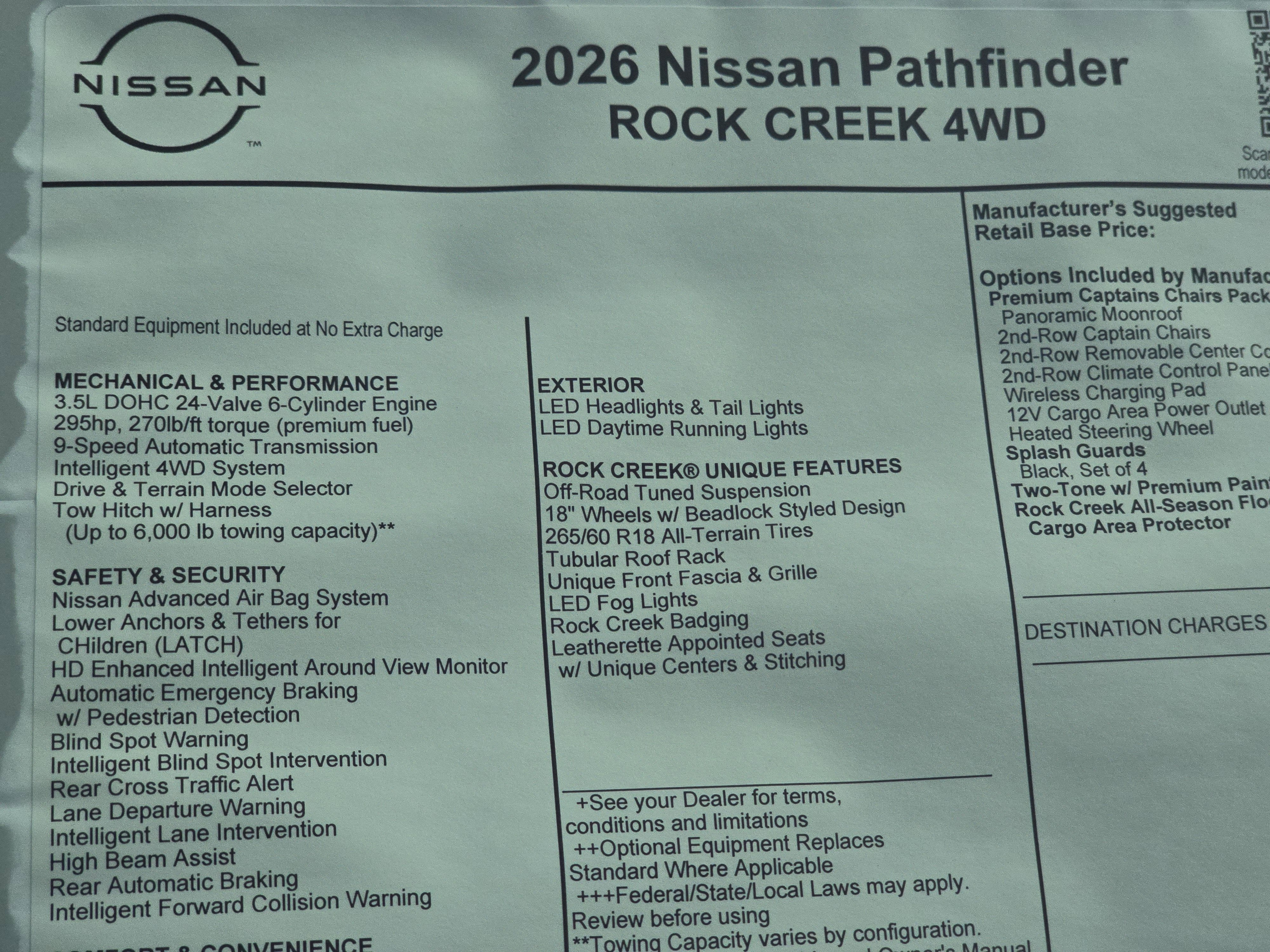 2026 Nissan Pathfinder Rock Creek