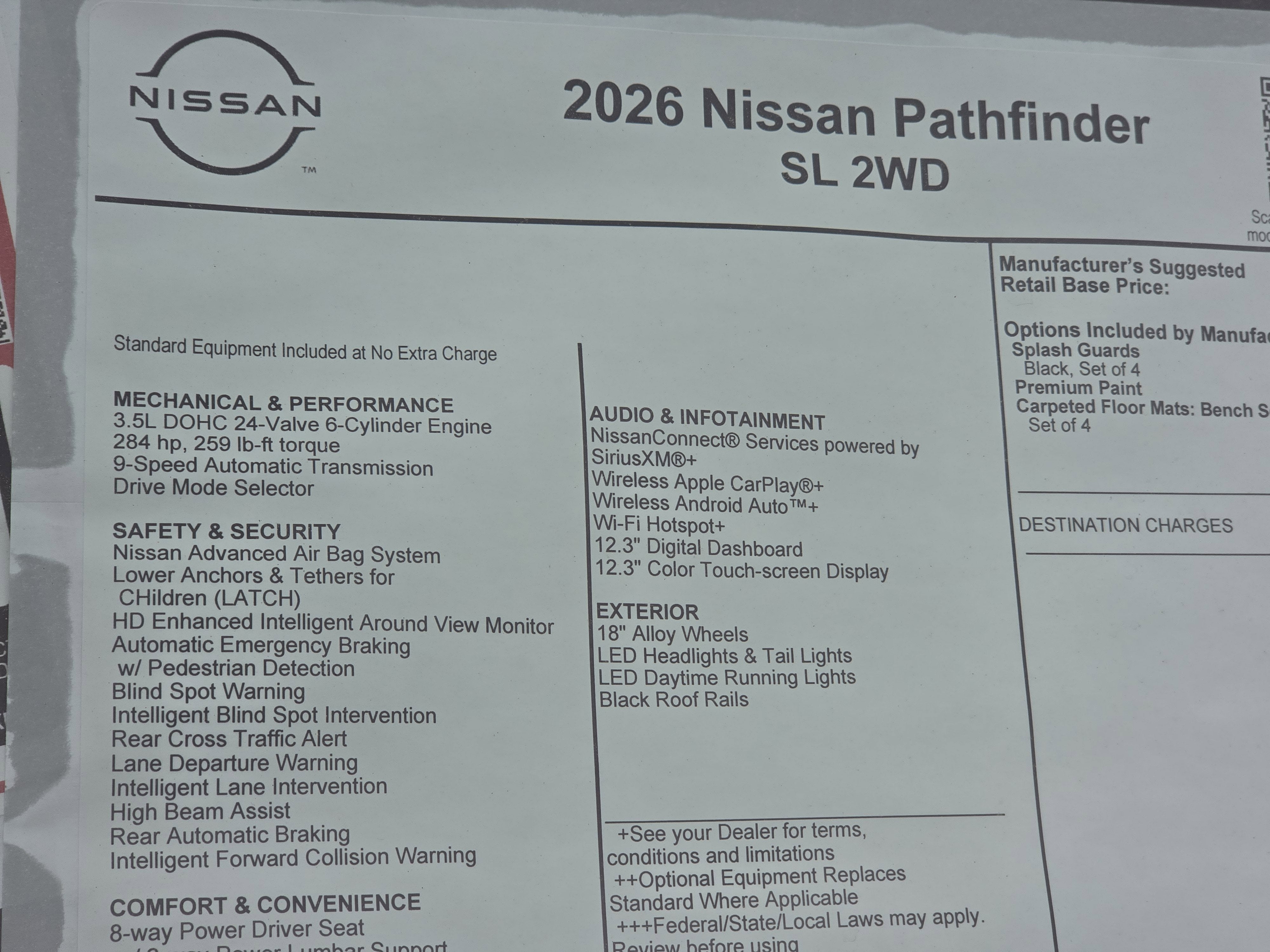 2026 Nissan Pathfinder SL