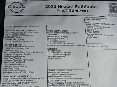 2026 Nissan Pathfinder Platinum