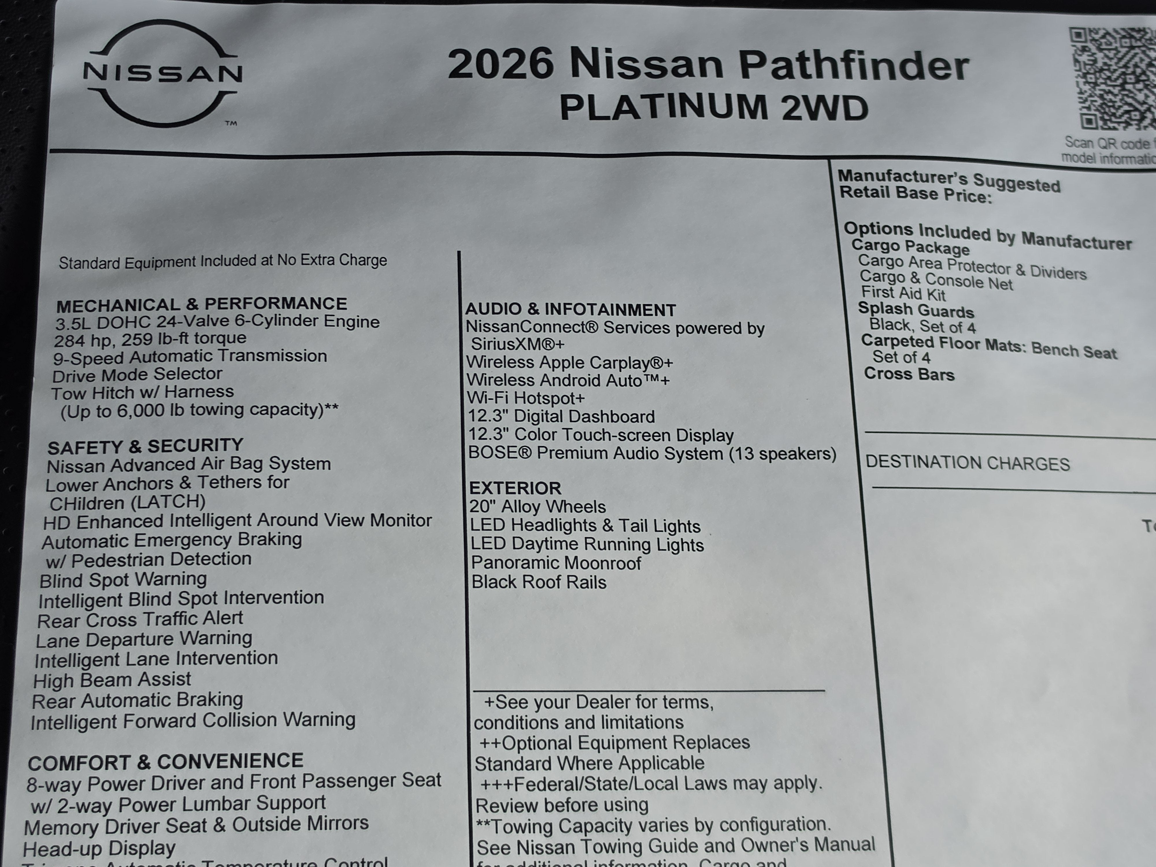2026 Nissan Pathfinder Platinum