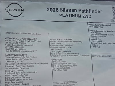2026 Nissan Pathfinder Platinum