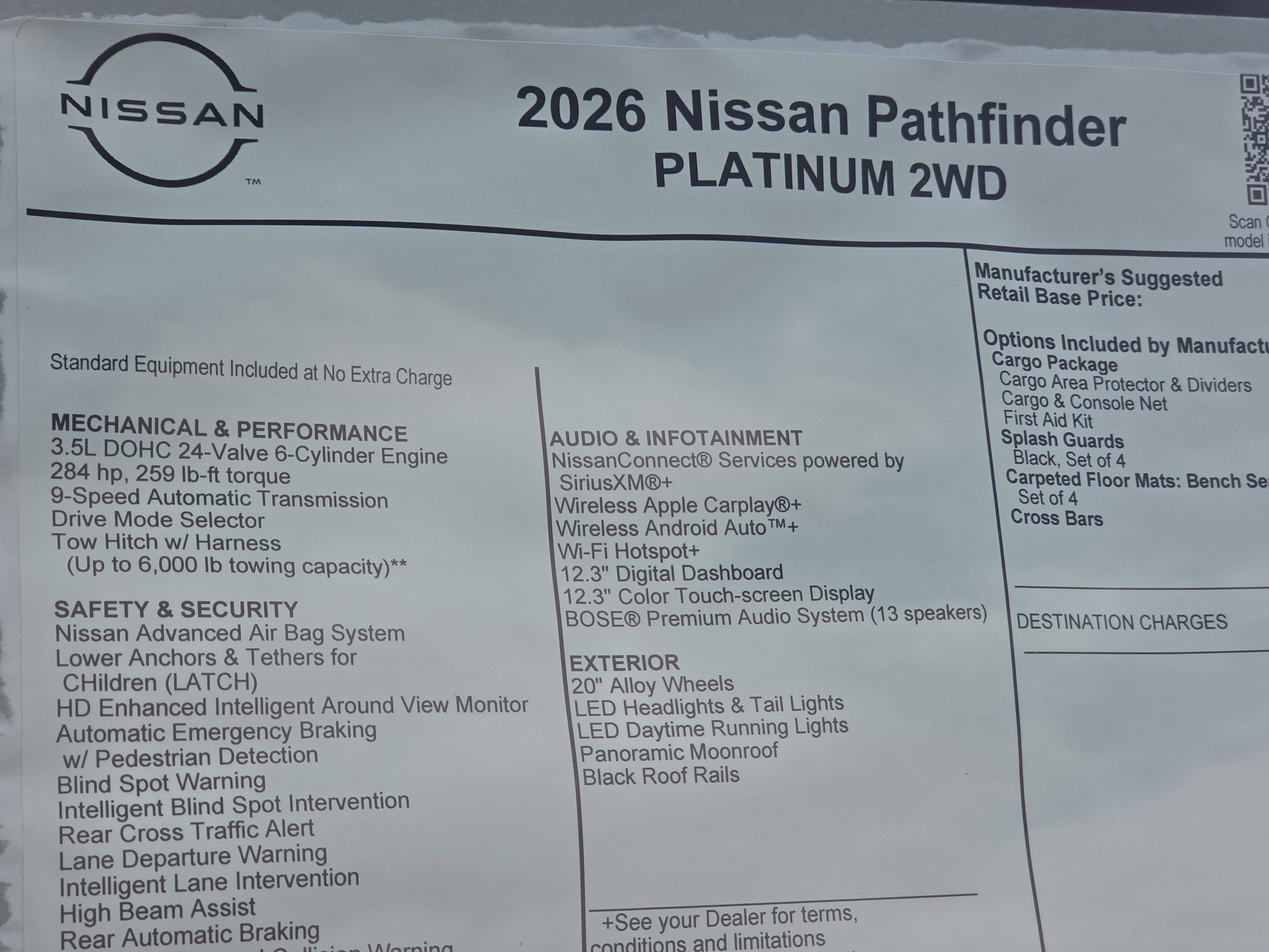 2026 Nissan Pathfinder Platinum