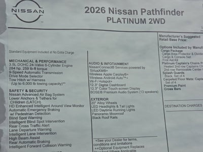 2026 Nissan Pathfinder Platinum