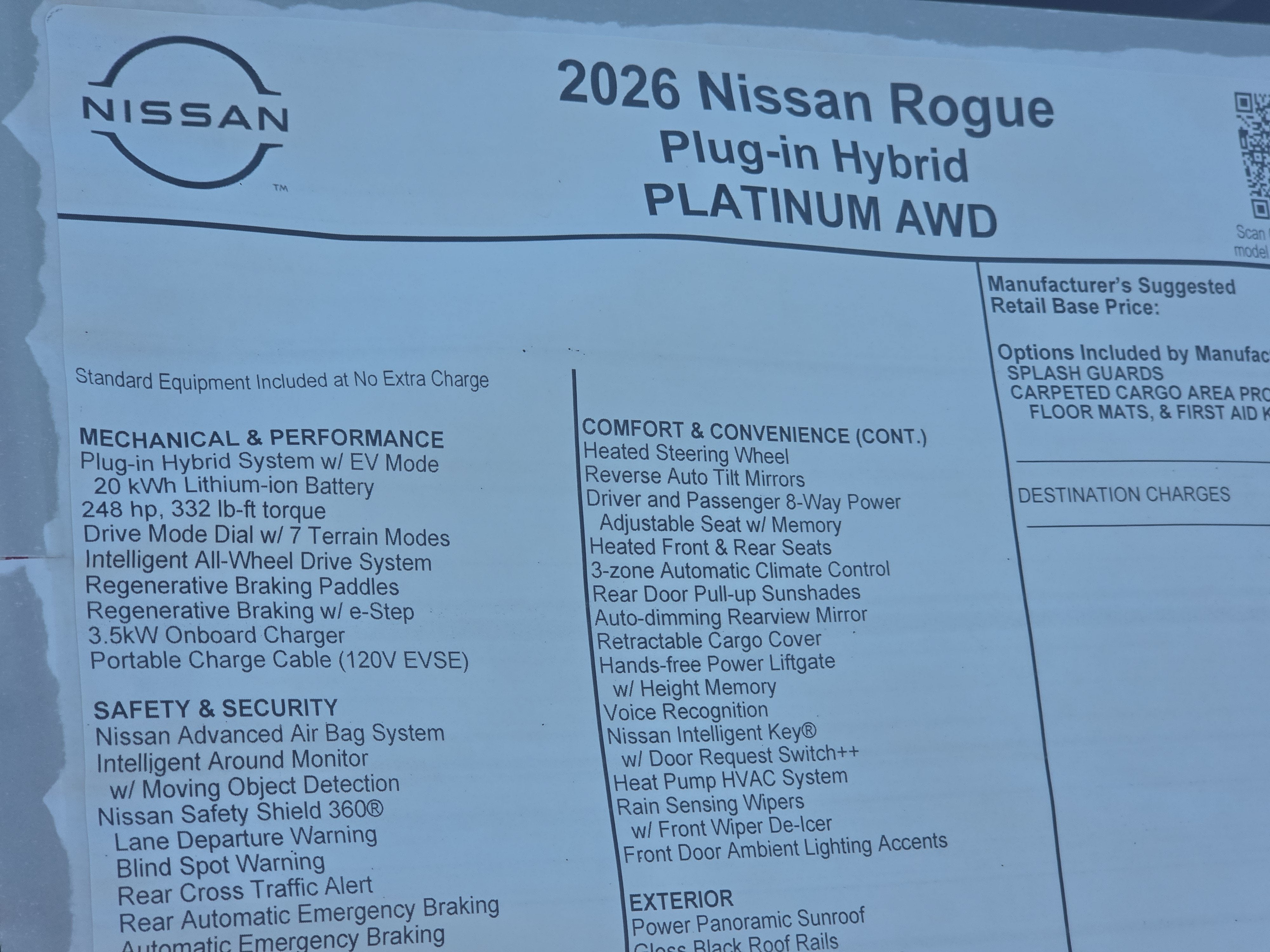 2026 Nissan Rogue Plug-In Hybrid Platinum