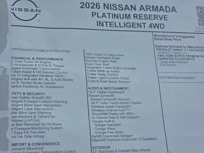 2026 Nissan Armada Platinum Reserve