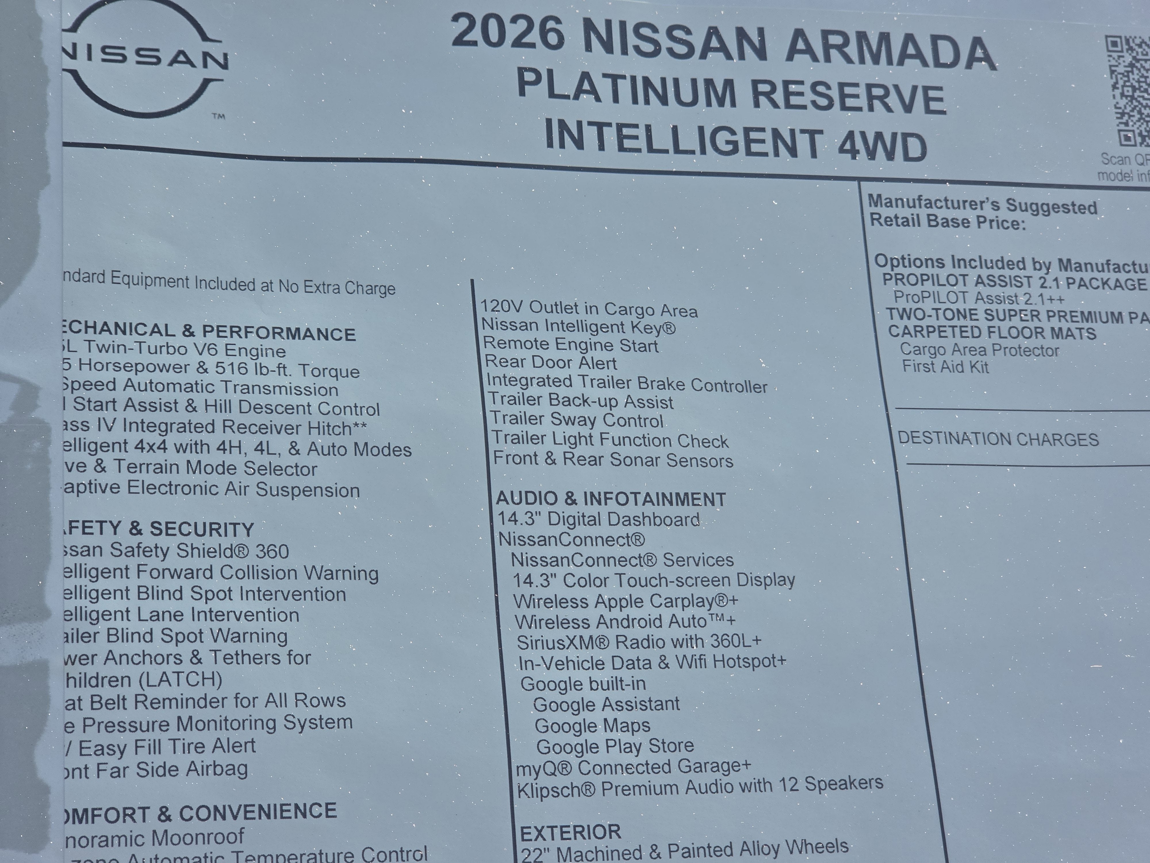 2026 Nissan Armada Platinum Reserve