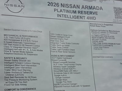 2026 Nissan Armada Platinum Reserve