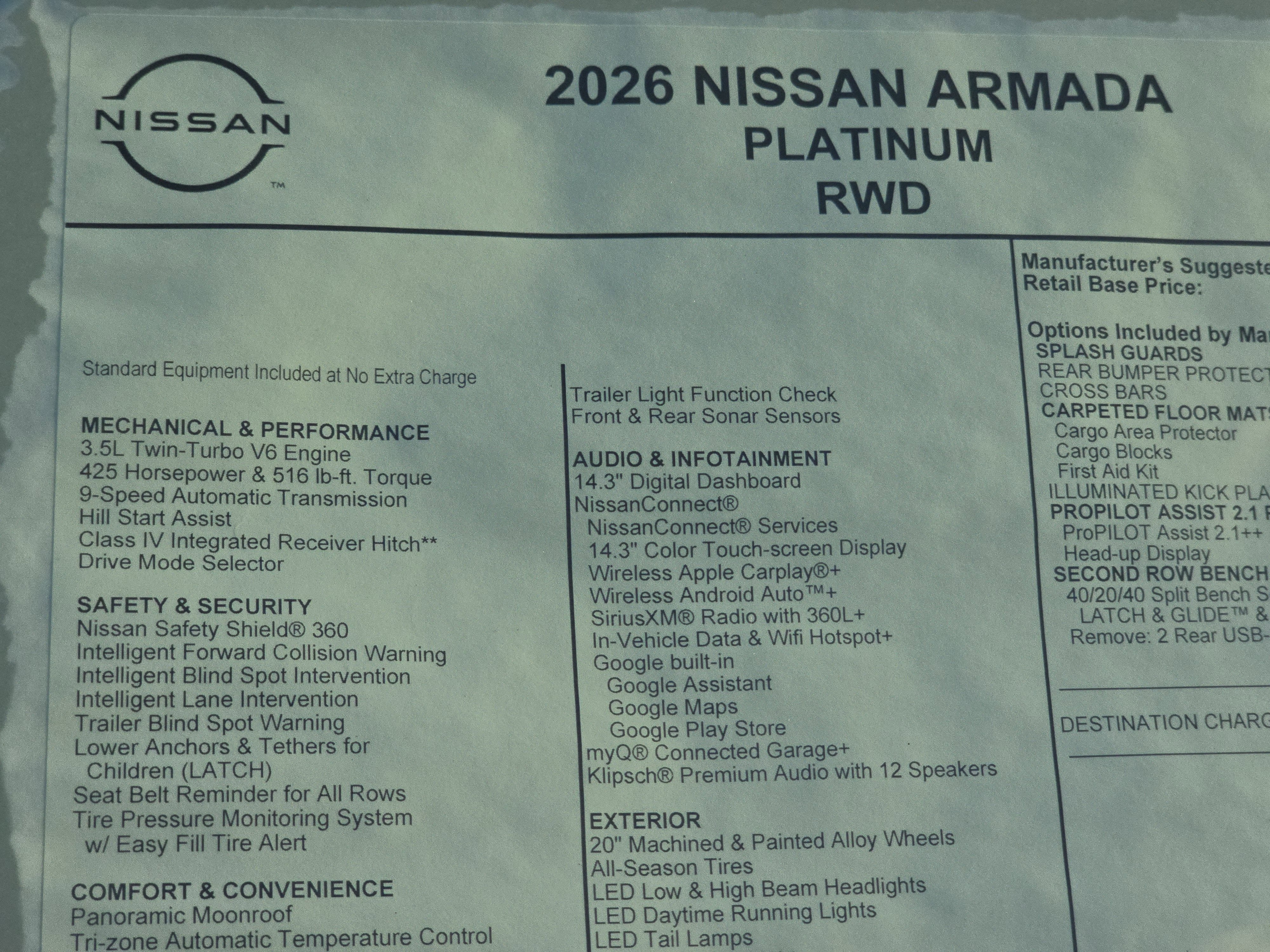 2026 Nissan Armada Platinum