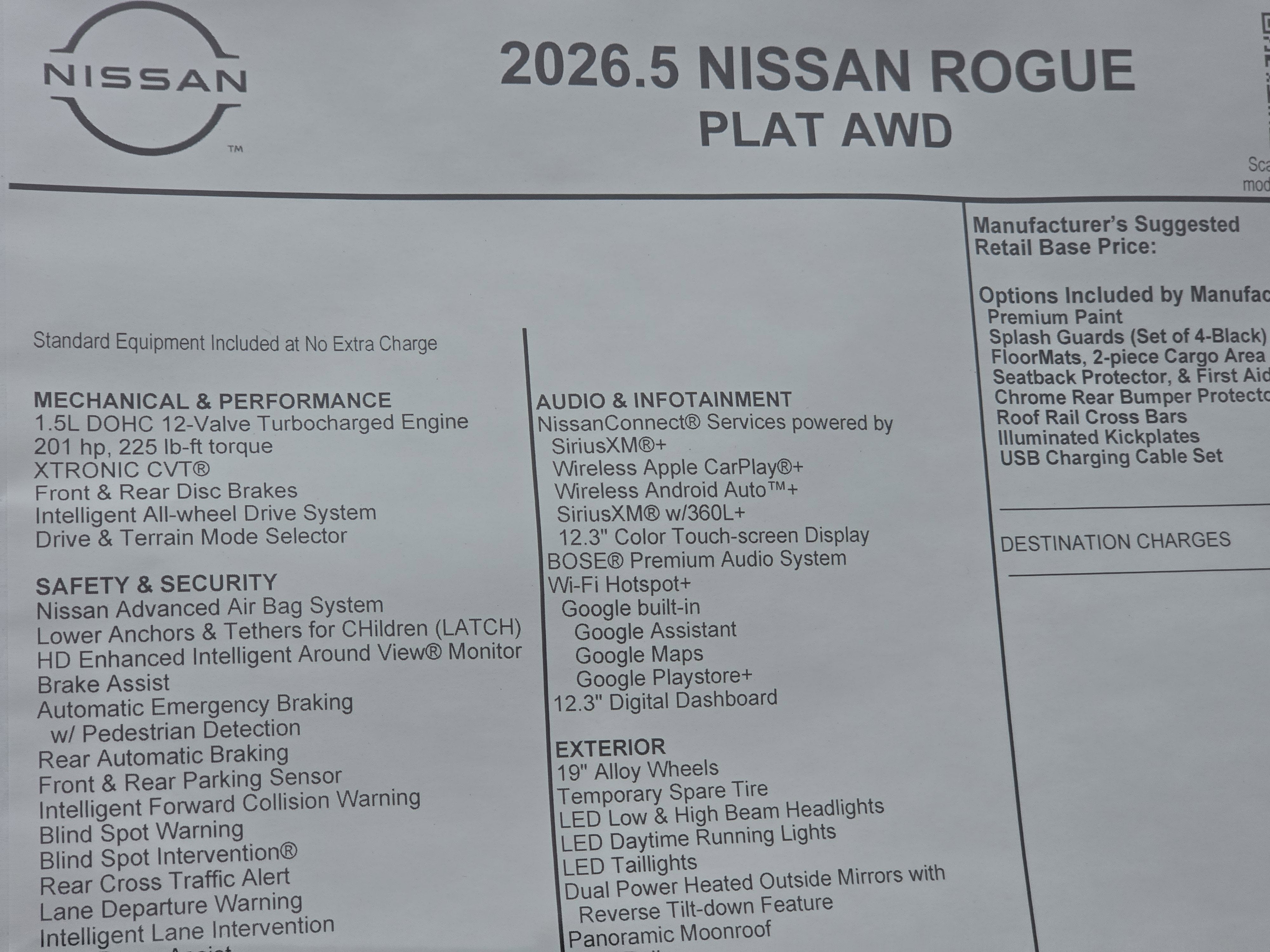 2026 Nissan Rogue Platinum