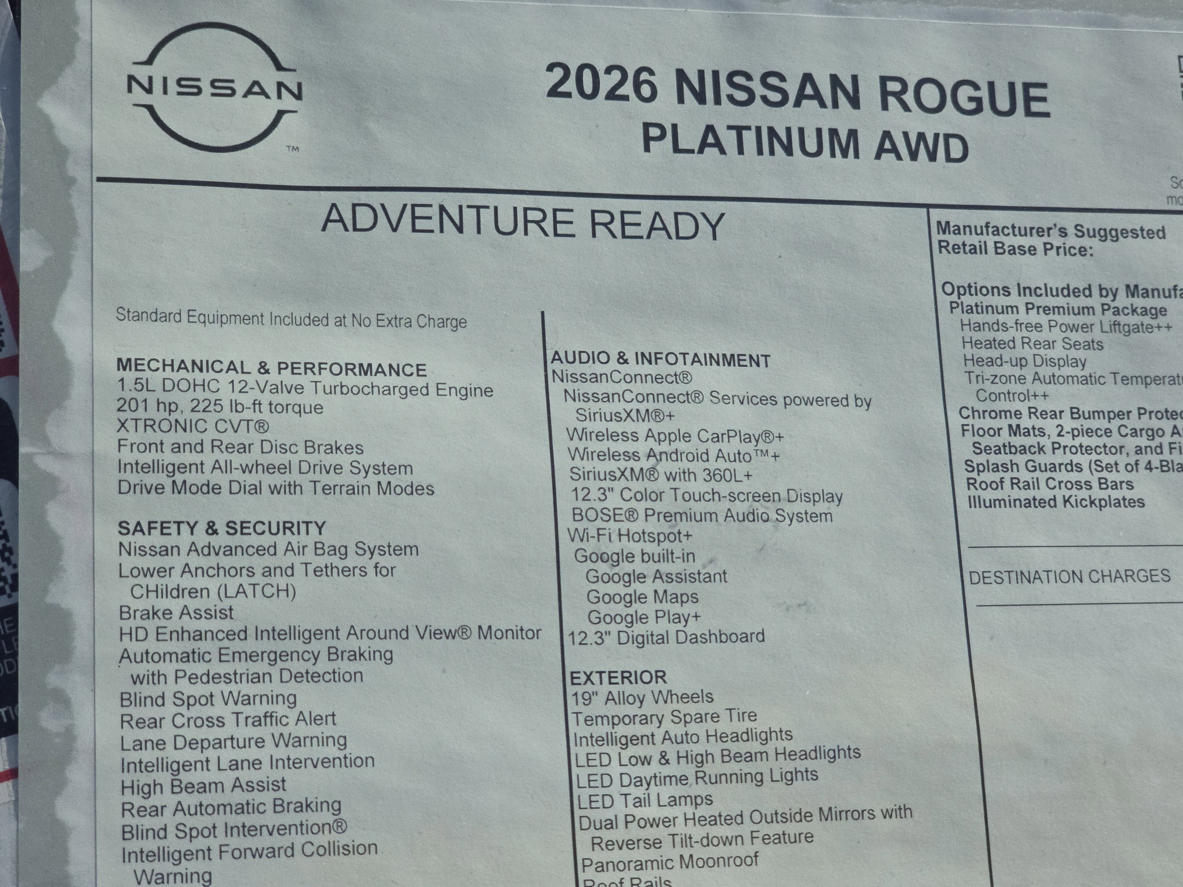 2026 Nissan Rogue Platinum