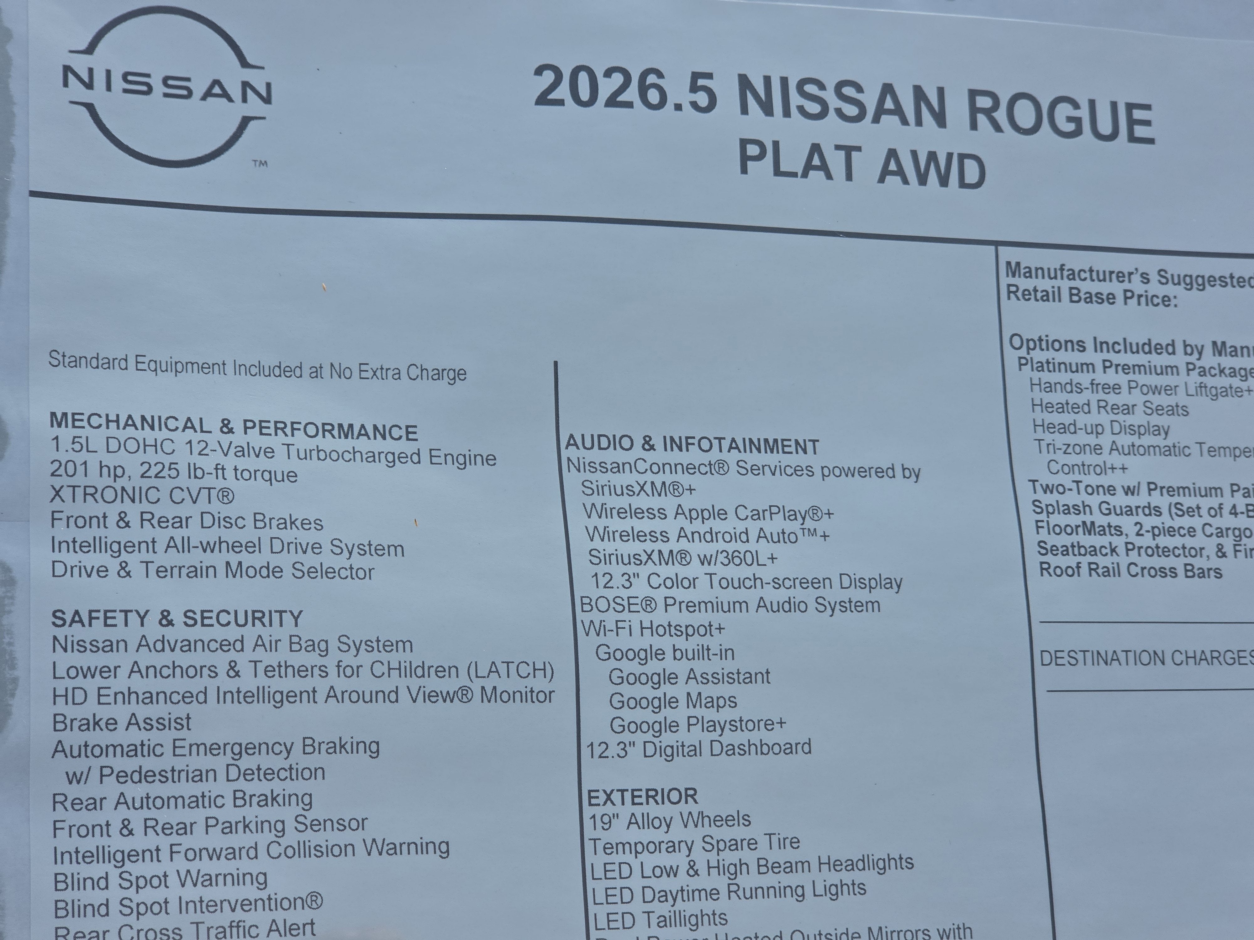 2026 Nissan Rogue Platinum