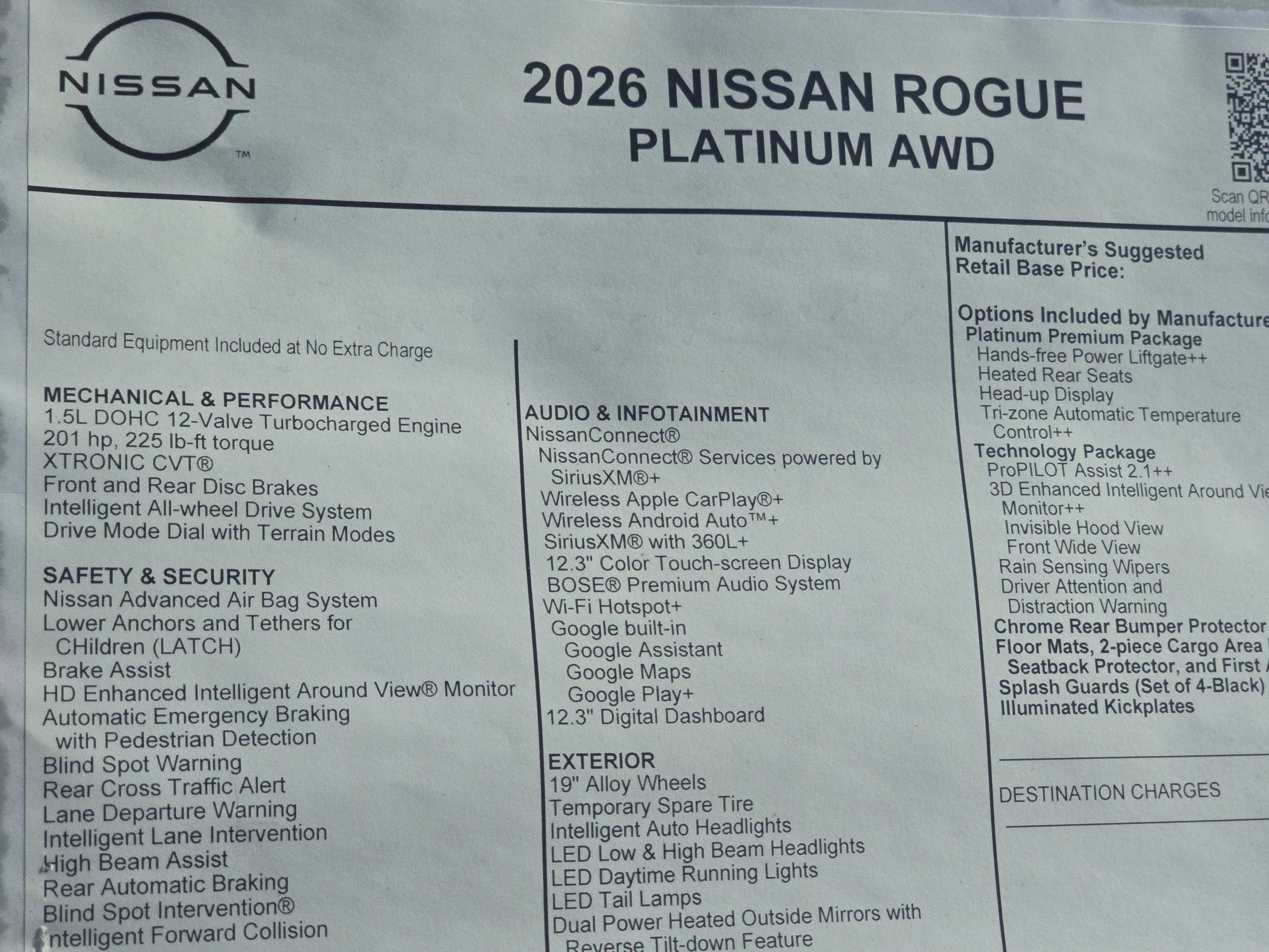 2026 Nissan Rogue Platinum
